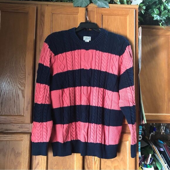 LL Bean Men’s Heritage Organic Cotton Striped Fisherman Sweater Crewneck - XL - Picture 1 of 12